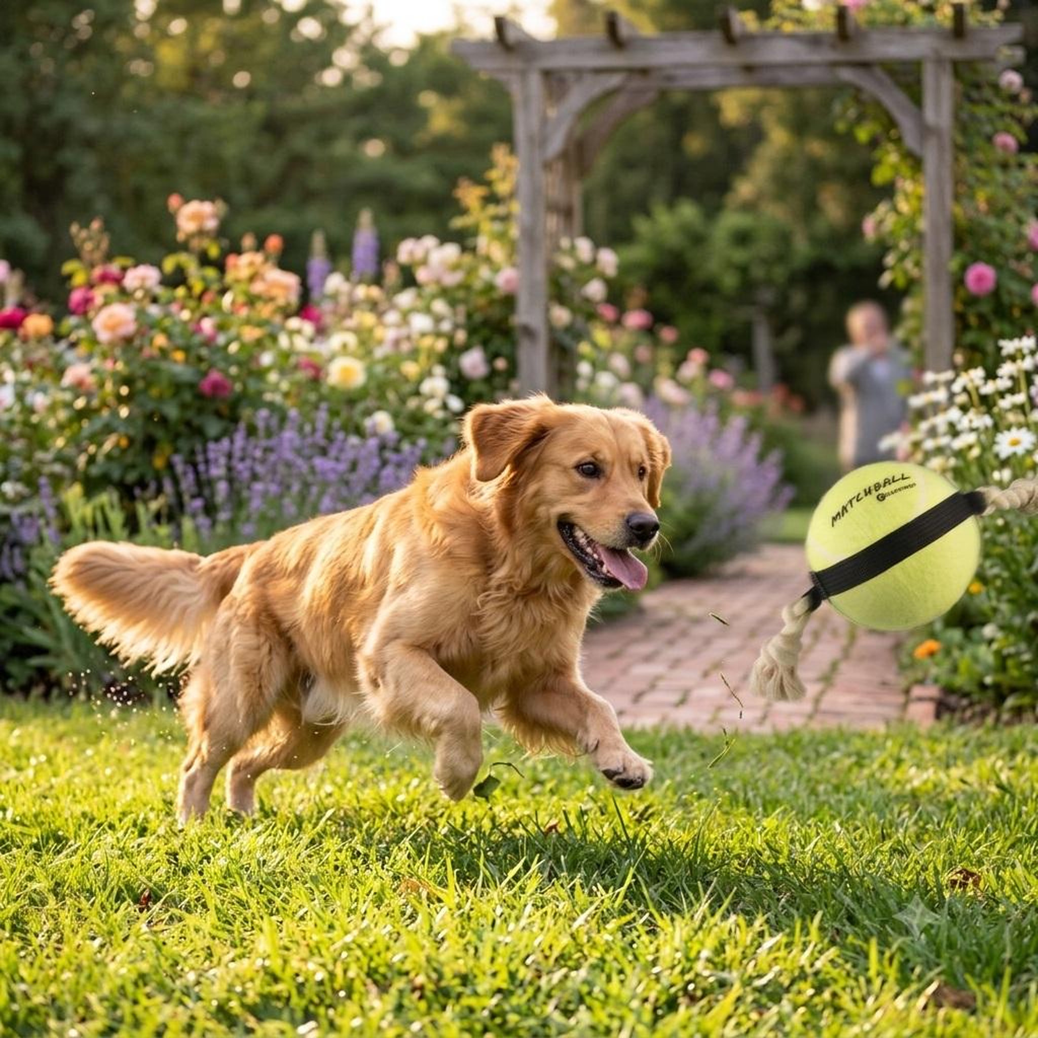Voir la diapositive 4 : Eden Balle de tennis matchball pour chien avec corde