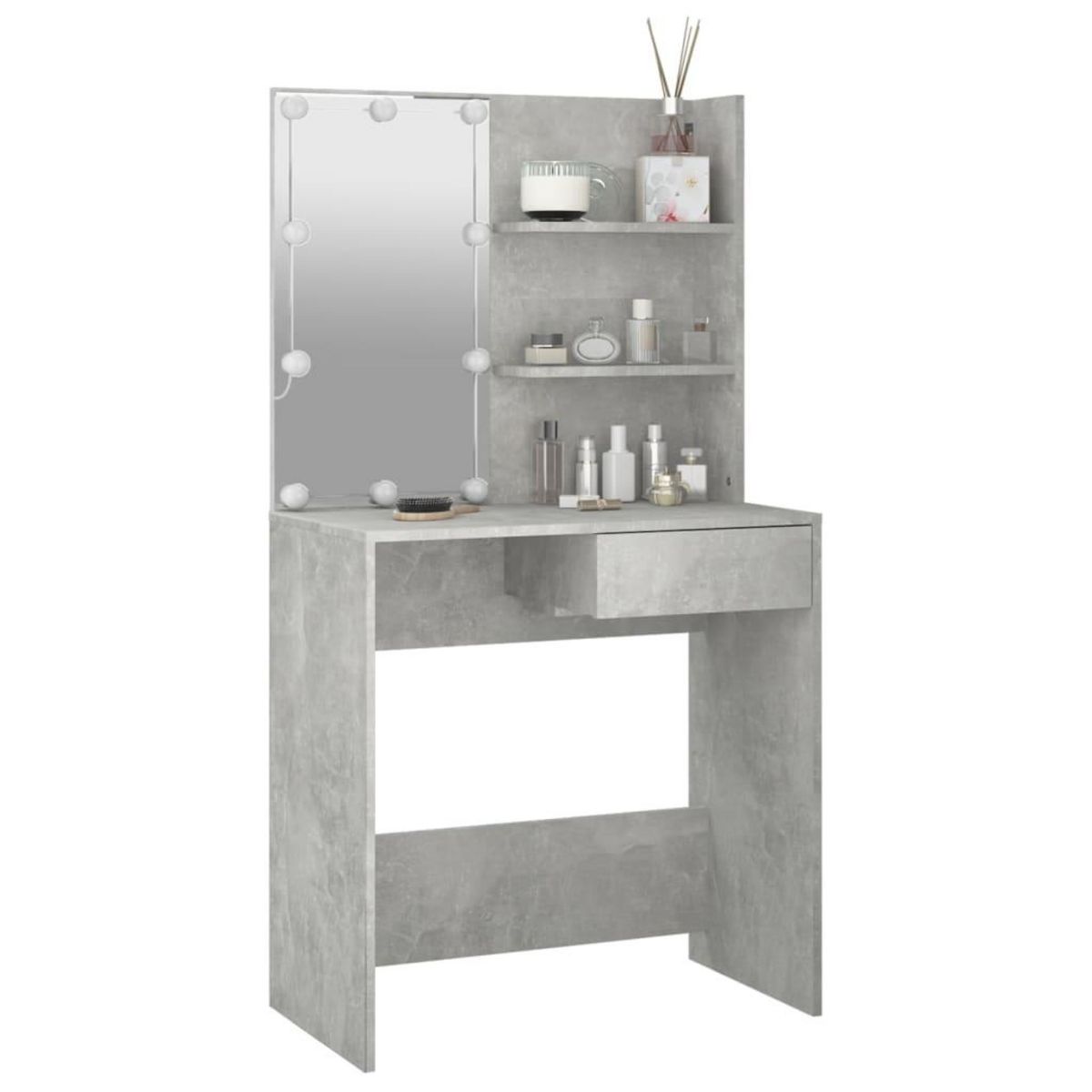 VIDAXL Coiffeuse avec LED Gris beton 74,5x40x141 cm