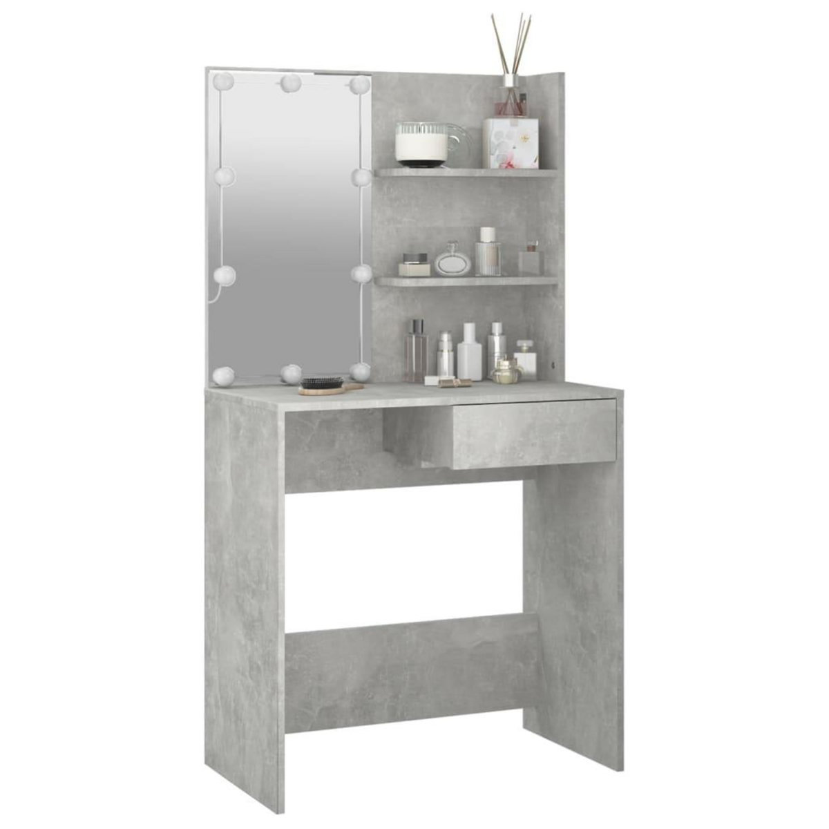 VIDAXL Coiffeuse avec LED Gris beton 74,5x40x141 cm