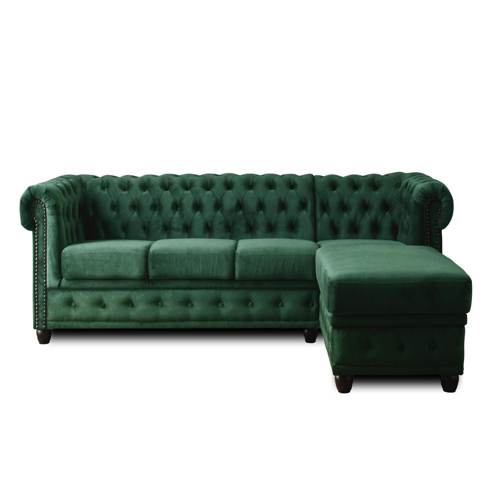 Voir la diapositive 1 : LISA DESIGN William - canapé chesterfield d'angle droit - 4 places - en velours
