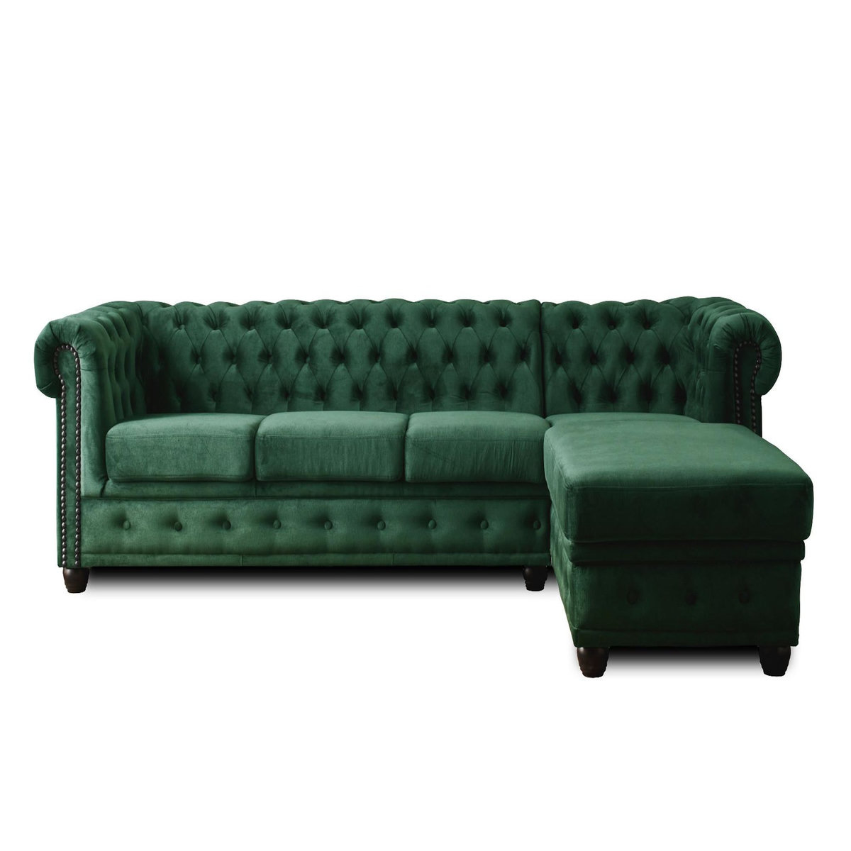 LISA DESIGN William - canapé chesterfield d'angle droit - 4 places - en velours