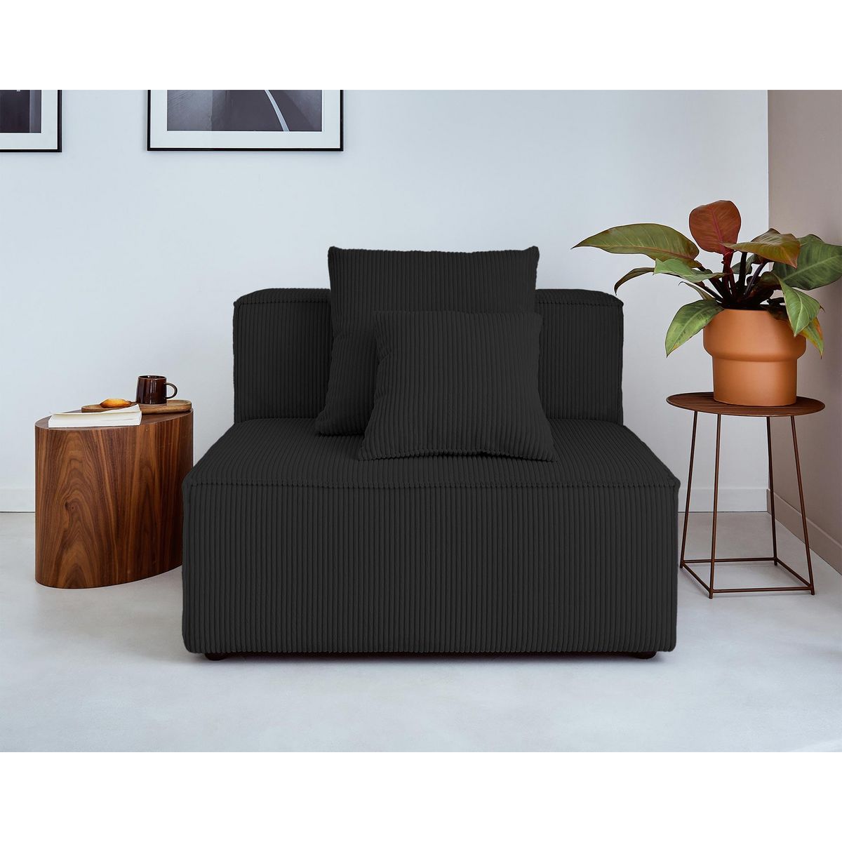 LISA DESIGN Colombine - module d'assise sans accoudoirs - en velours côtelé