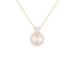 L'ATELIER D'AZUR Collier Or Jaune - Pendentif Perle Orné d'un Zirconium - Femme
