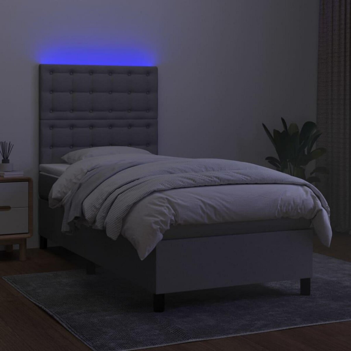 VIDAXL Sommier a lattes de lit avec matelas et LED Gris clair 80x200cm