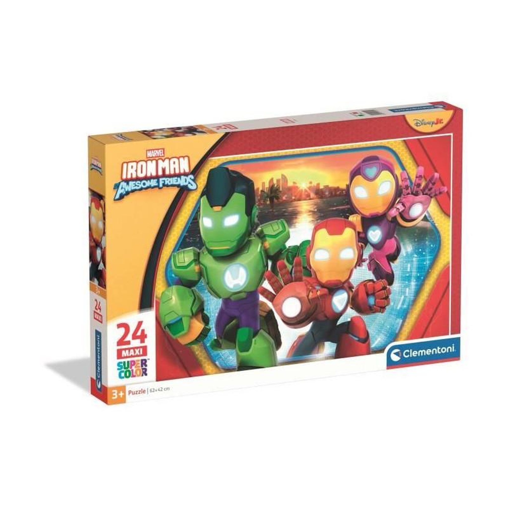 CLEMENTONI Puzzle enfant 24 pièces Maxi – Iron Man et ses amis – Grand format – Dès 3 ans – Clementoni