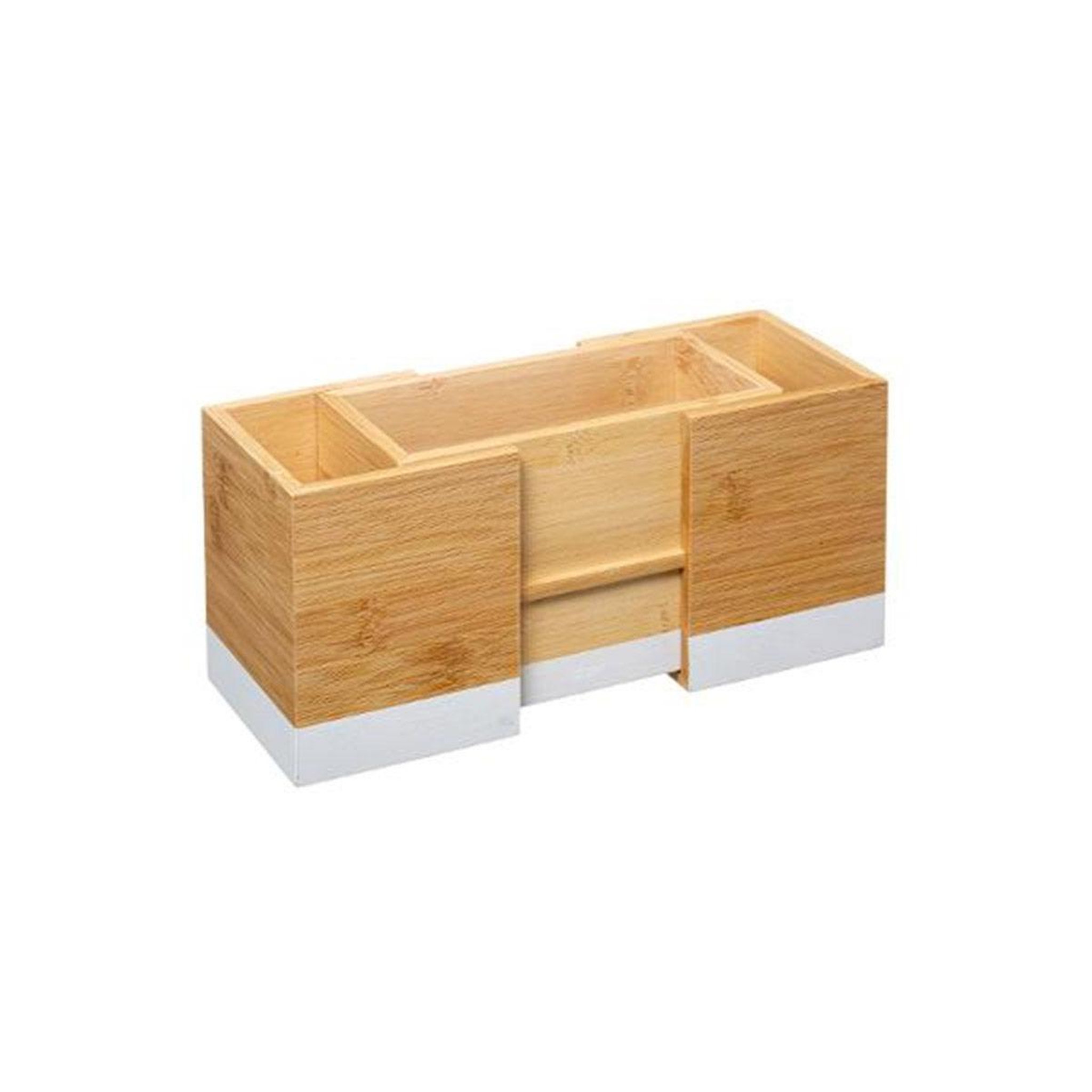Voir la diapositive 2 : FIVE Pot range-couverts bambou  modern  18cm blanc