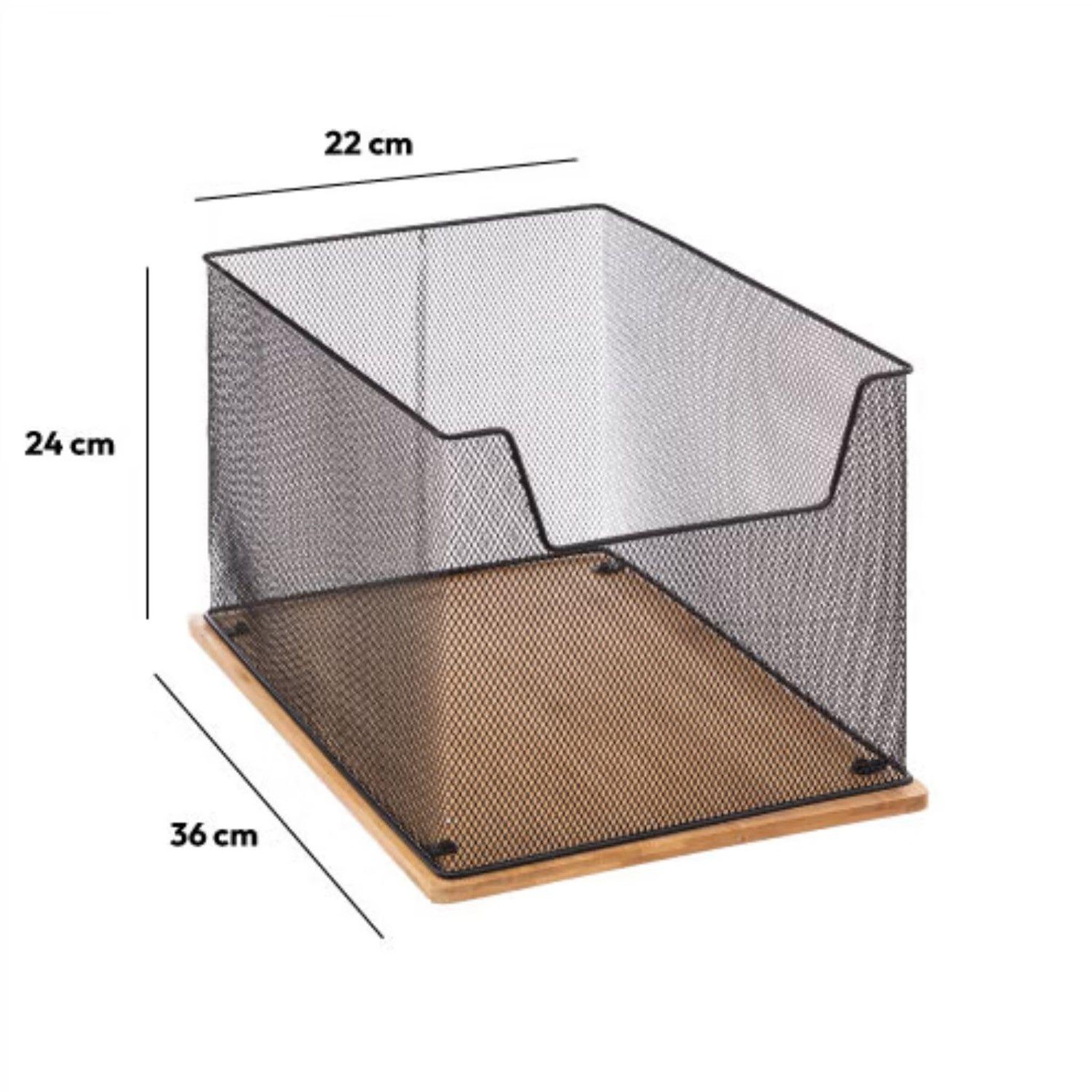 Voir la diapositive 3 : FIVE Rangement de bureau en métal et bambou havi - noir