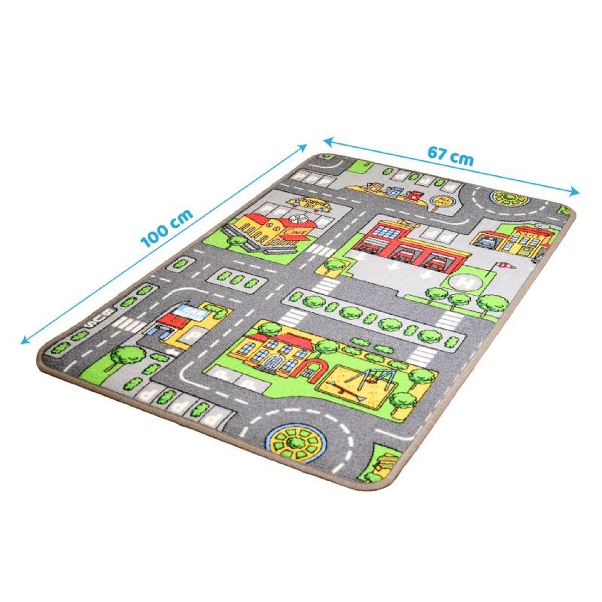 Voir la diapositive 4 : PLAY4FUN Tapis de jeu - Circuit de voiture en ville - 100 x 67 cm