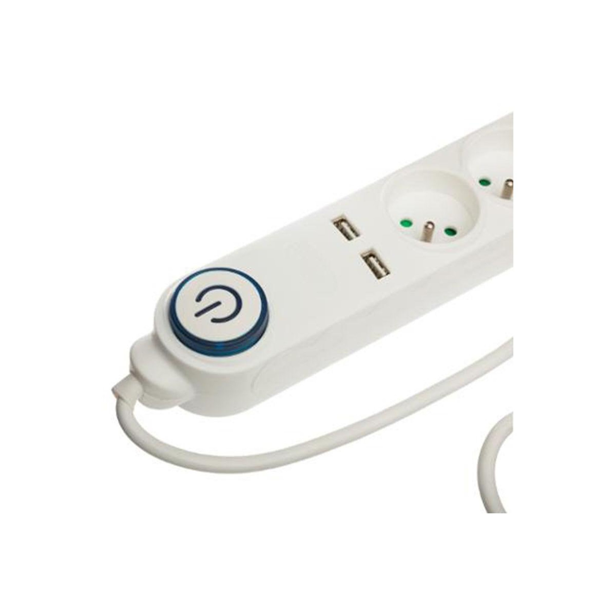 Voir la diapositive 2 : SMART SYSTEM Multiprise 5 Prises  2 USB  100cm Blanc