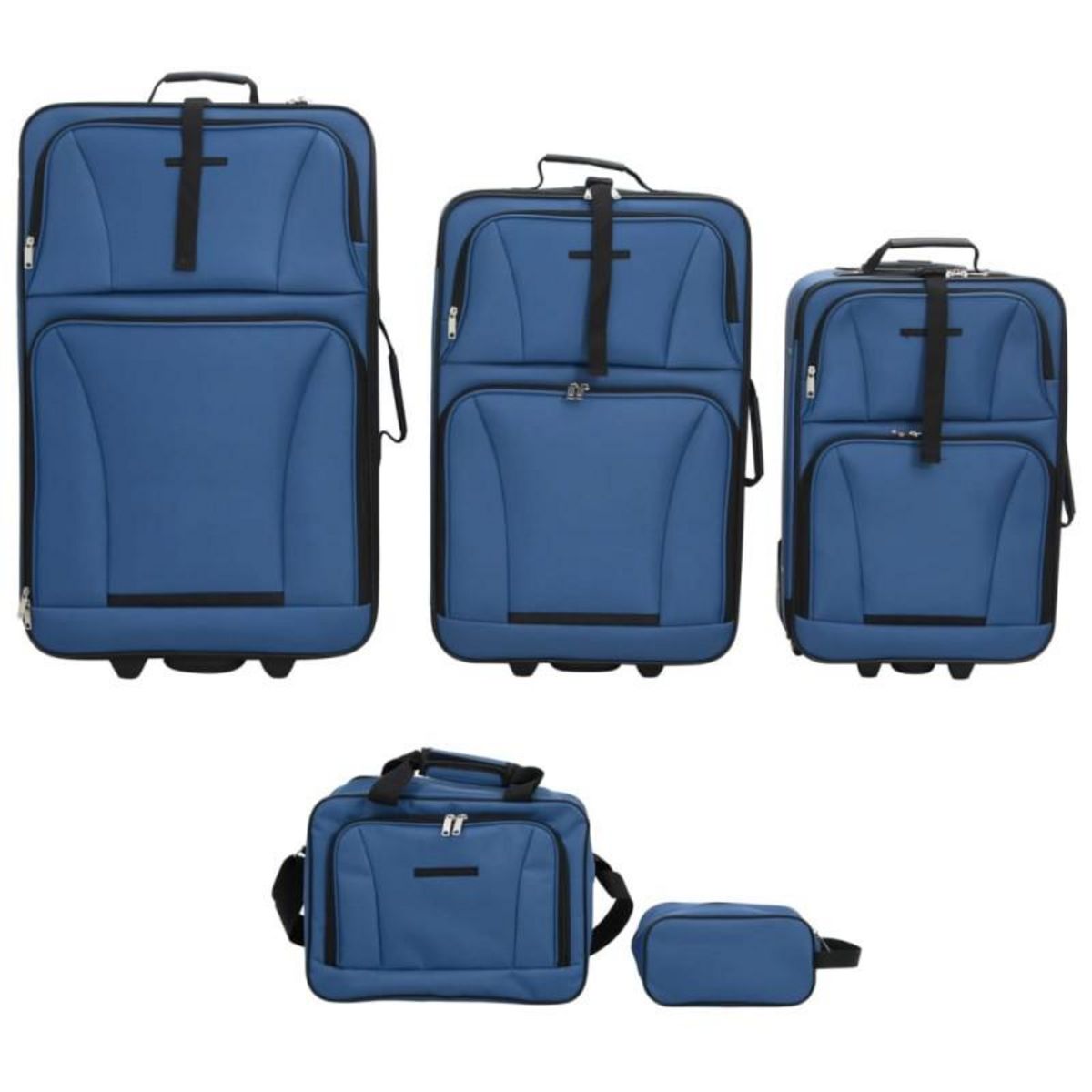VIDAXL Ensemble de bagages de voyage bleu tissu