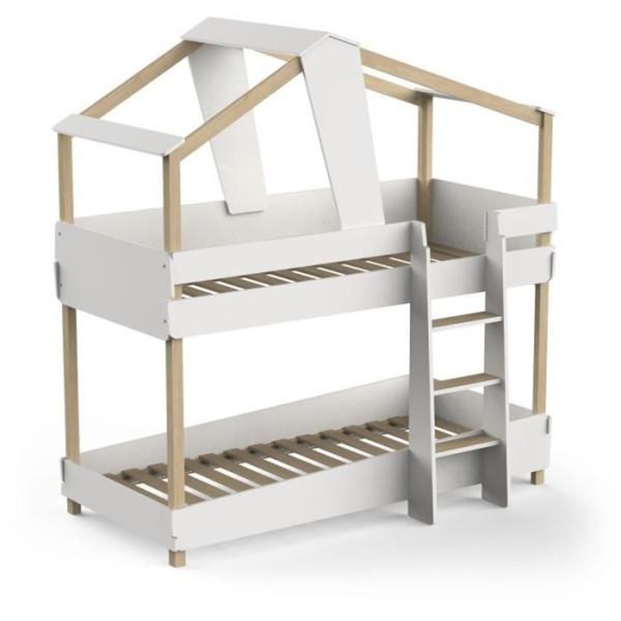 Voir la diapositive 6 : Habitat et Jardin Lit cabane superposé bois  Timber  - 90 x 200 cm - Blanc