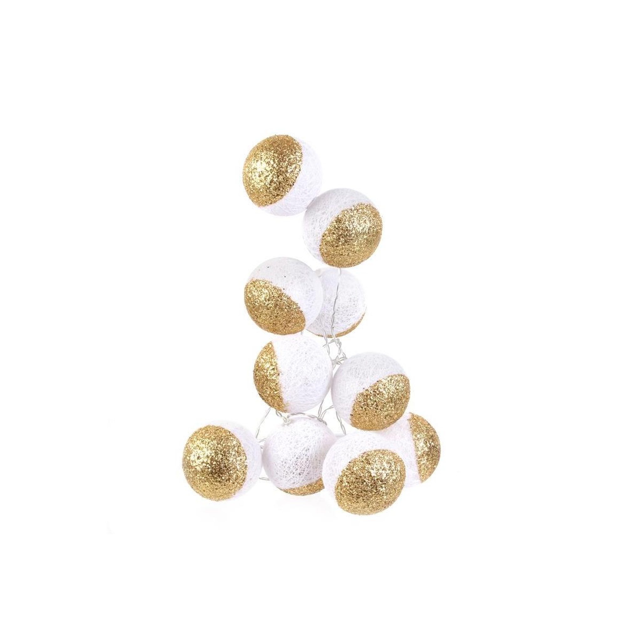 Voir la diapositive 1 : The Home Deco Factory Guirlande lumineuse à led  10 boules  192cm or & blanc