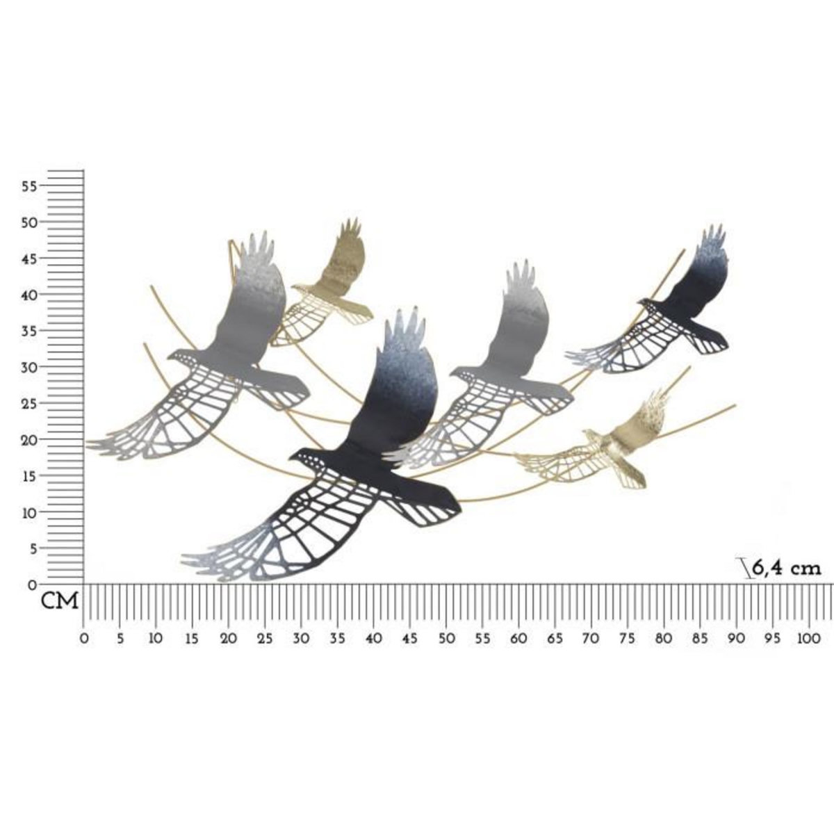 Paris Prix Décoration Murale en Métal  Oiseaux  90cm Multicolore