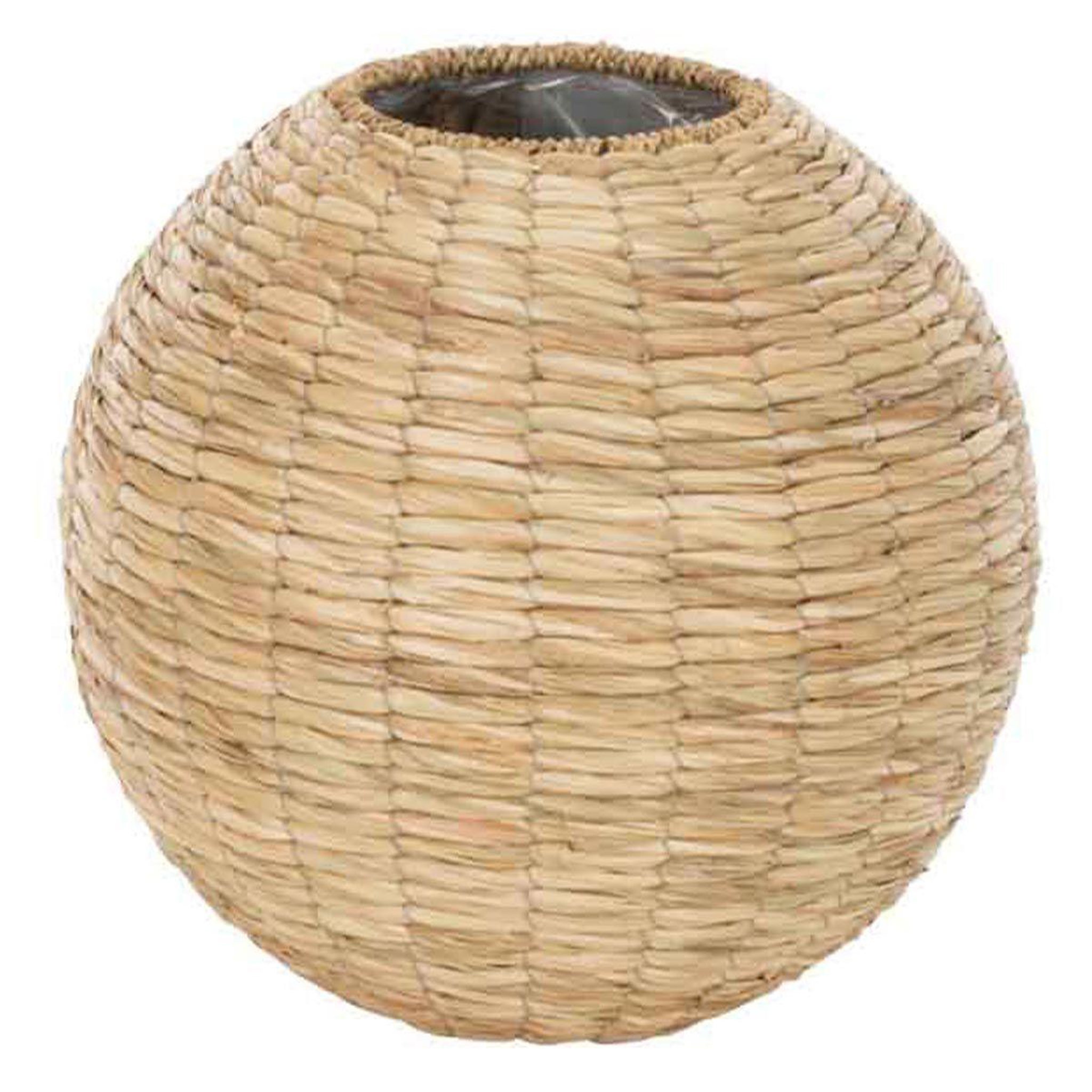 J-LINE Vase boule design en paille  yumi  35cm naturel