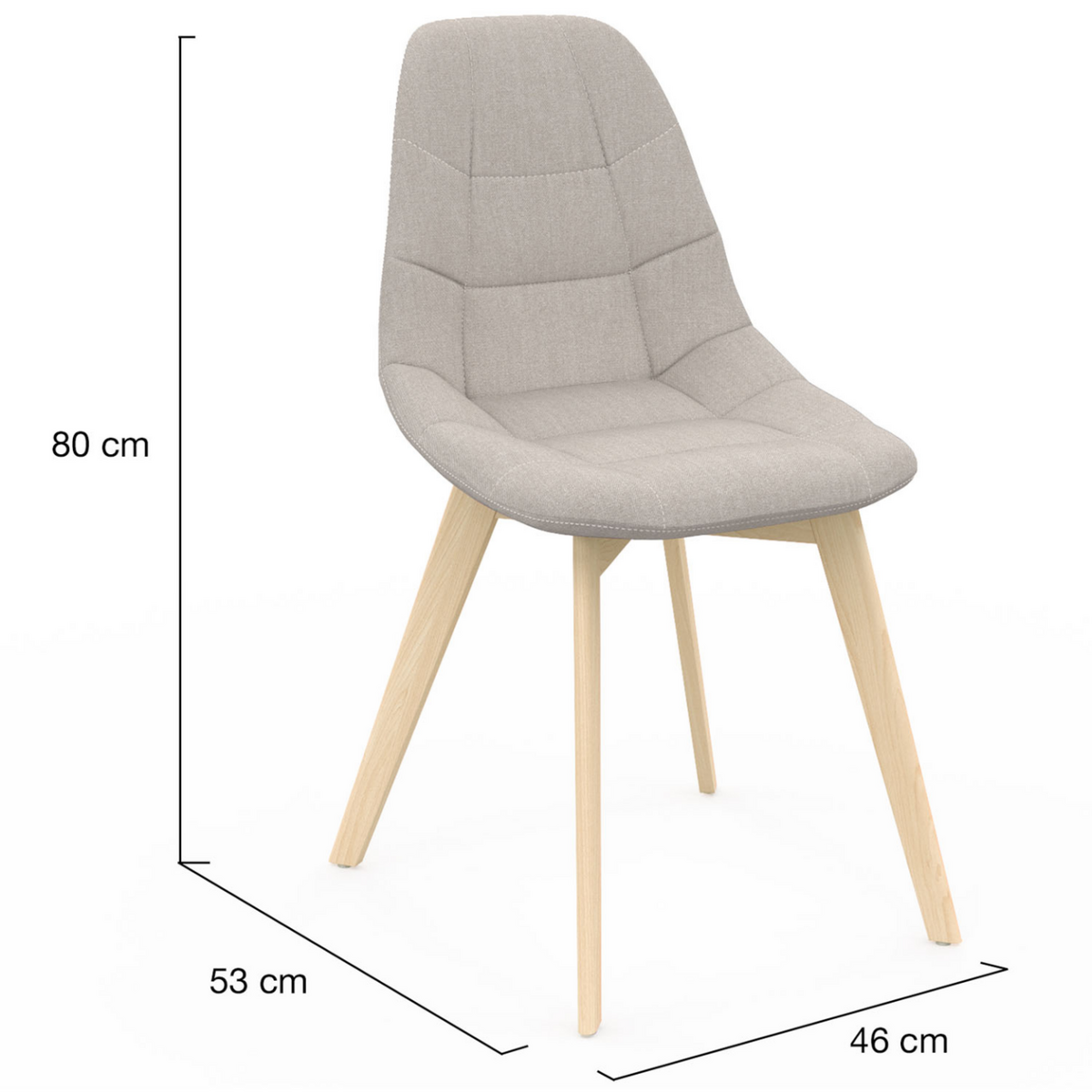 ID MARKET Lot de 4 chaises scandinaves GABY beige en tissu pour salle à manger