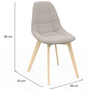Voir la diapositive 4 : ID MARKET Lot de 4 chaises scandinaves GABY beige en tissu pour salle à manger