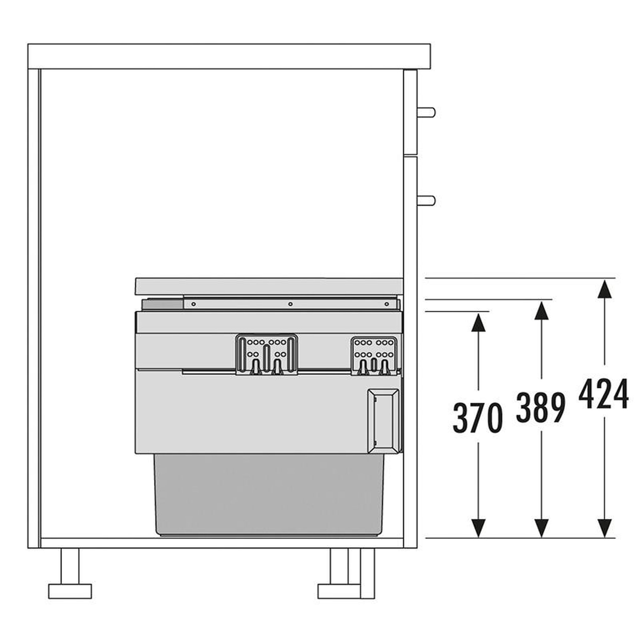 Voir la diapositive 4 : HAILO Poubelle de cuisine tri sélectif 3 bacs encastrable 54l (28+13+13) hailo cargo synchro