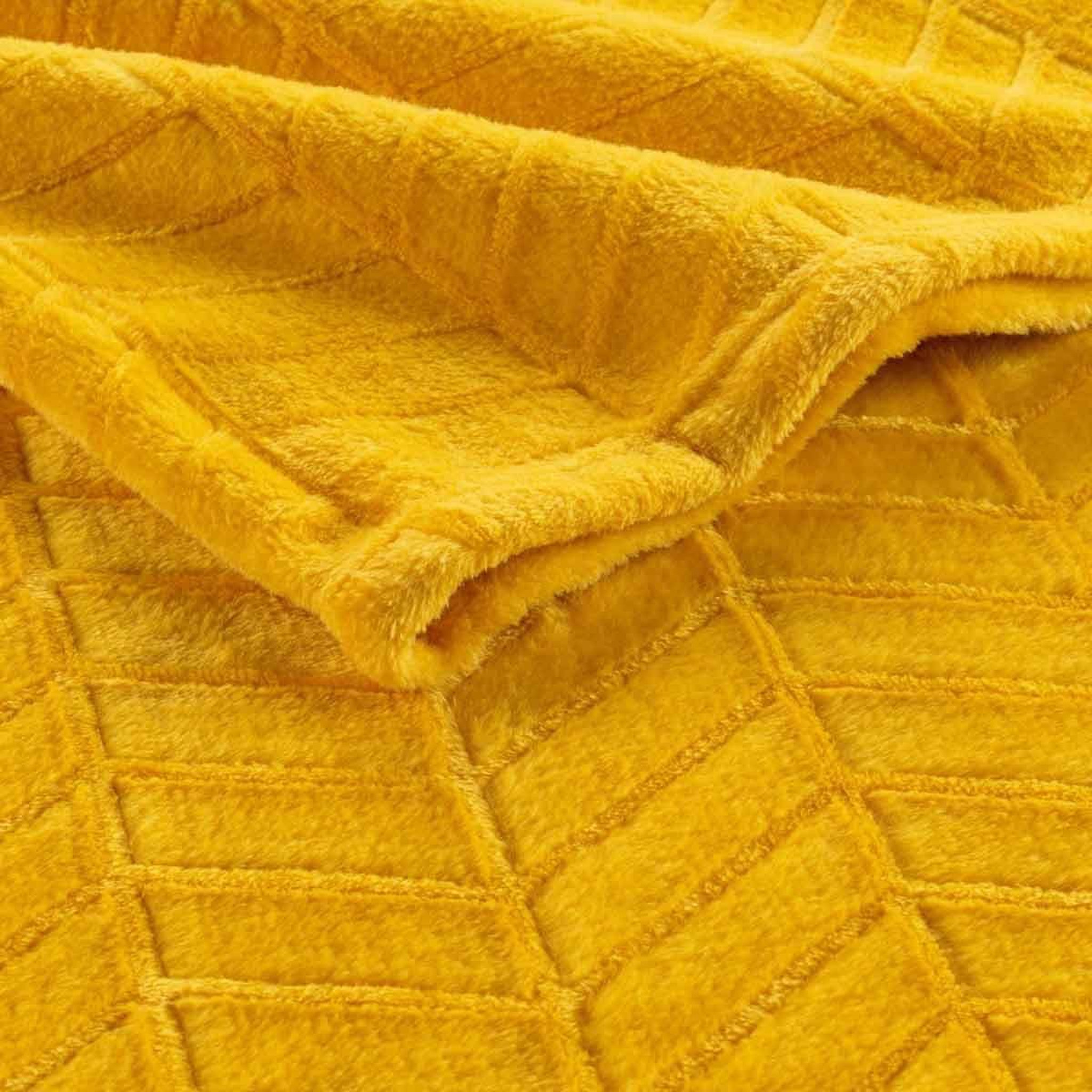 Voir la diapositive 3 : Douceur d'Intérieur Plaid flanelle uni  arya  180x220cm jaune