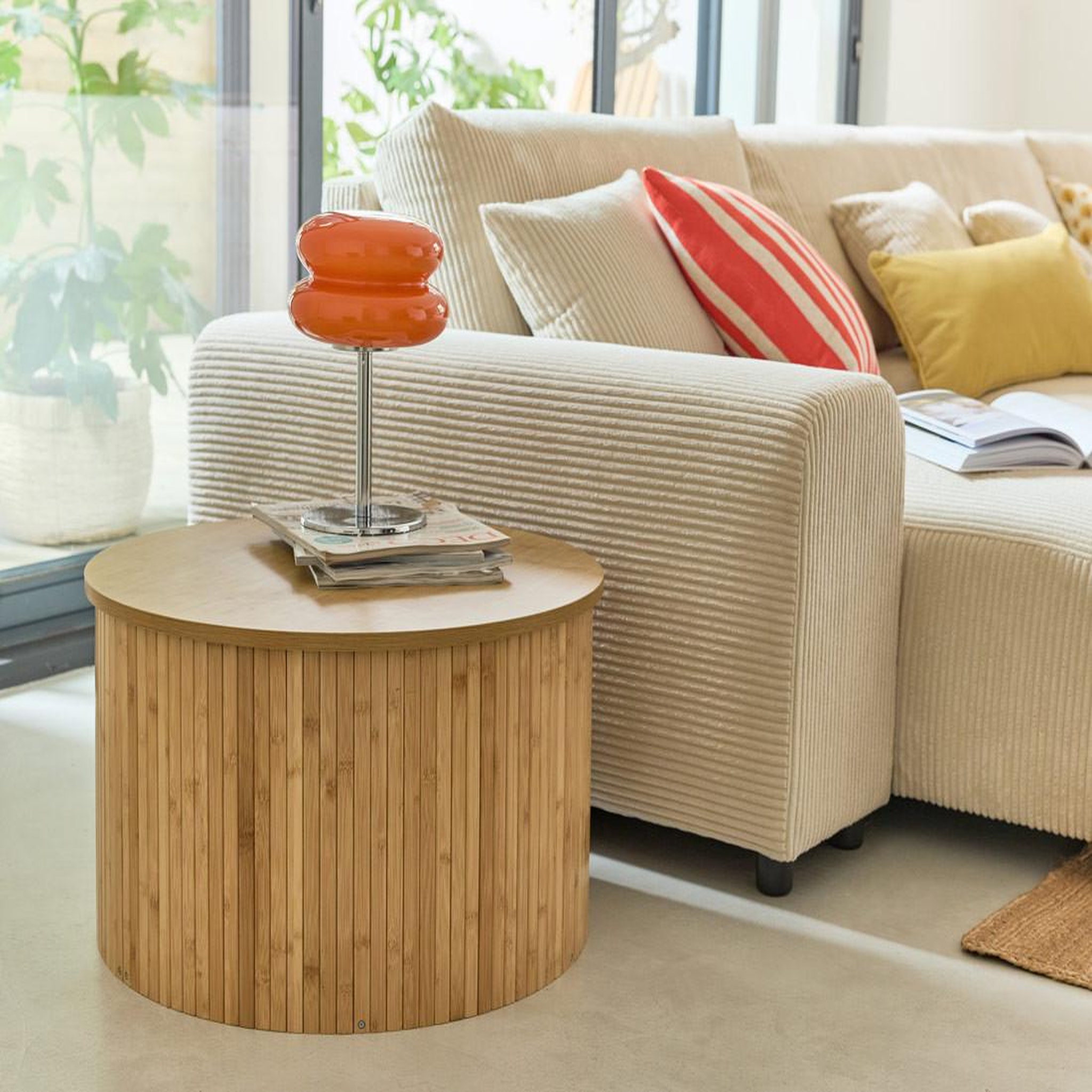 Voir la diapositive 3 : BEST MOBILIER Kofu - table basse ronde - bambou - 60 cm