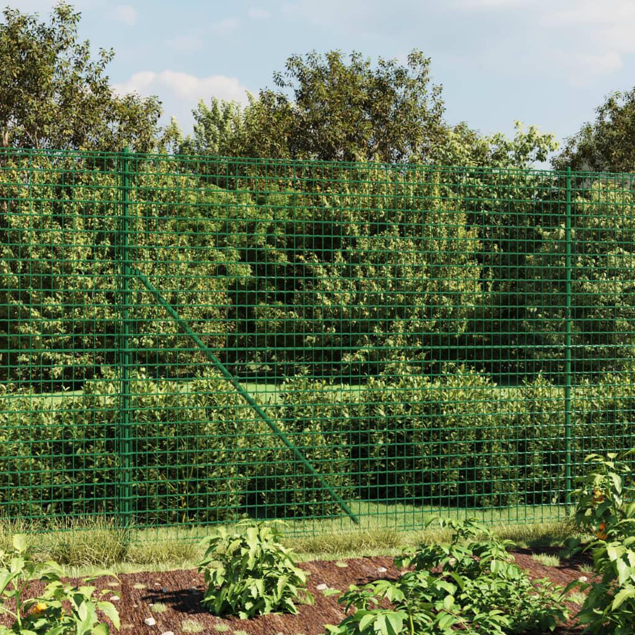 VIDAXL Cloture en treillis metallique et piquet d'ancrage vert 1,8x25m