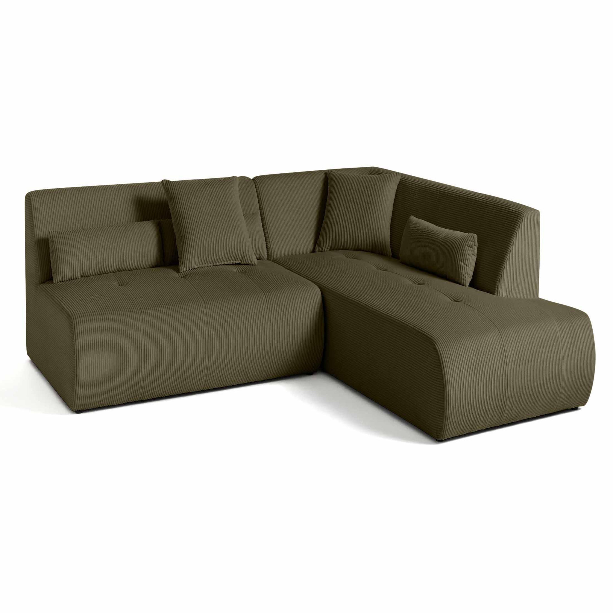 Voir la diapositive 2 : LISA DESIGN Onyx - canapé modulable d'angle droit - 5 places - en velours côtelé