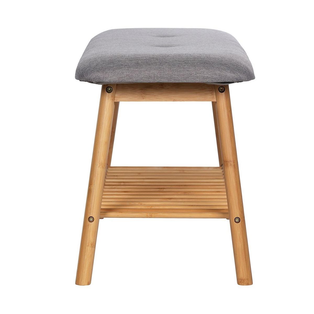 Wenko Banc d'entrée pour chaussures en bambou Bahari - L. 90 x H. 45 cm - Gris