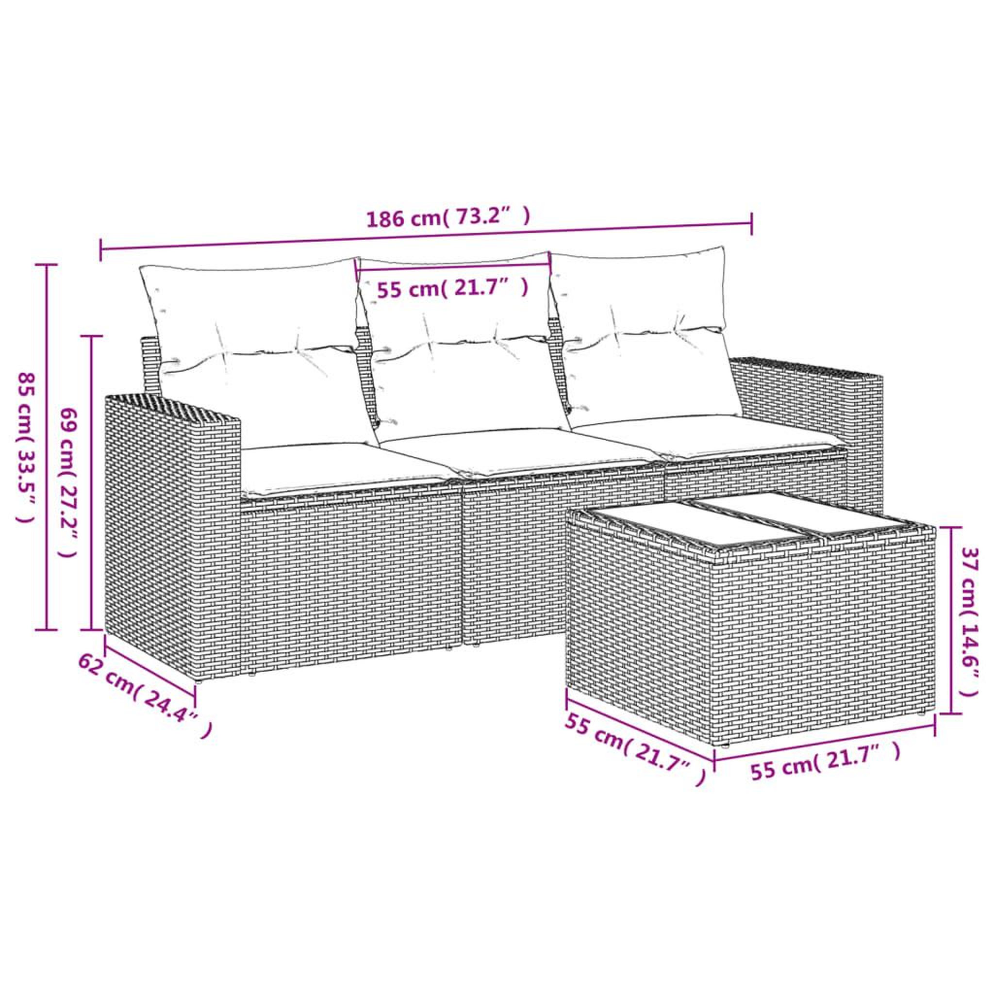 Voir la diapositive 4 : VIDAXL Salon de jardin 4 pcs avec coussins marron resine tressee