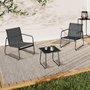 Voir la diapositive 2 : ID MARKET Salon de jardin bas MALAGA table et 2 fauteuils en acier et textilène gris anthracite