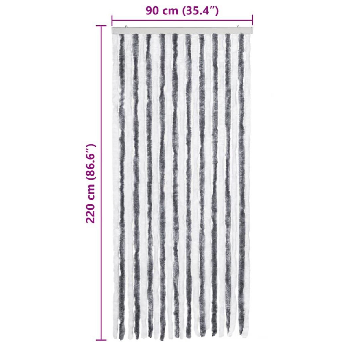VIDAXL Moustiquaire Gris et blanc 90x220 cm Chenille