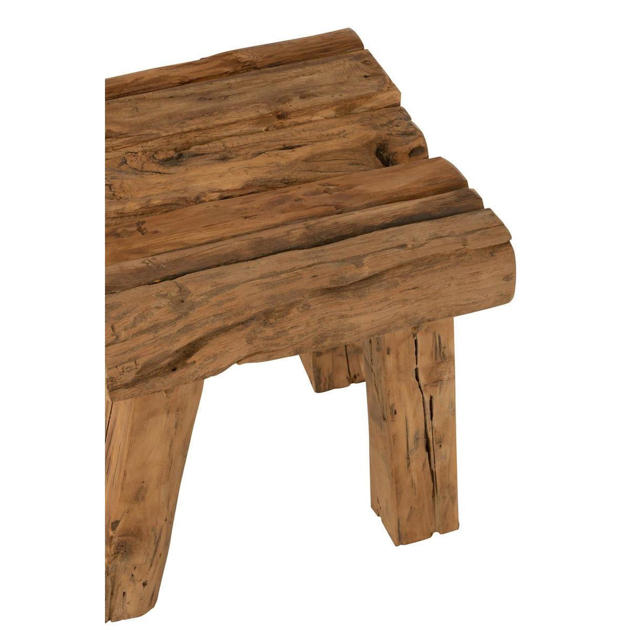 Voir la diapositive 4 : J-LINE Tabouret en bois de teck  rustique  35cm naturel