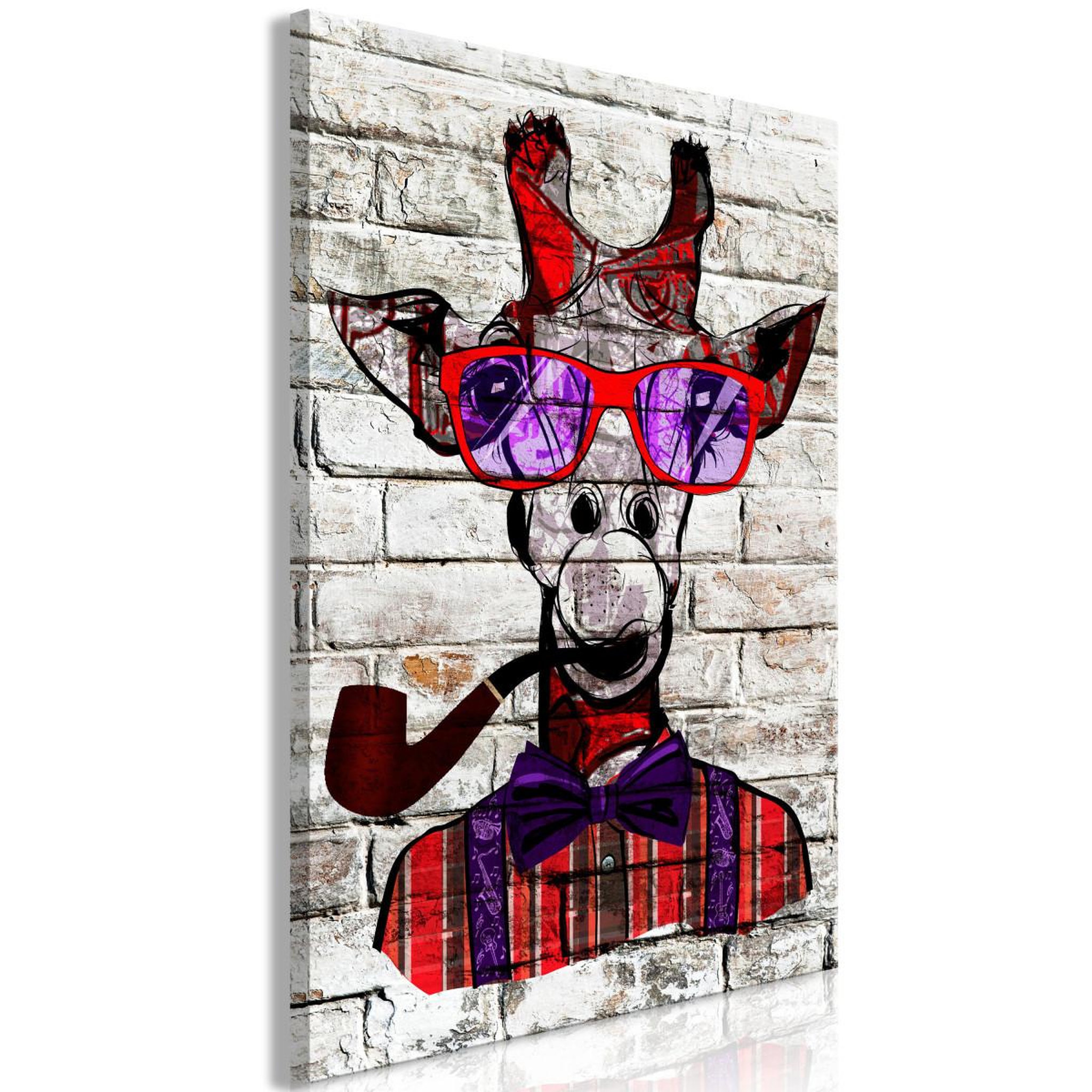 Paris Prix Tableau imprimé  hipster giraffe. Coloris disponibles : Multicolore