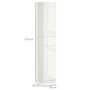 Voir la diapositive 3 : KLEANKIN Meuble colonne rangement salle de bain style contemporain façade laquée 2 portes 3 étagères tiroir panneaux MDF blanc