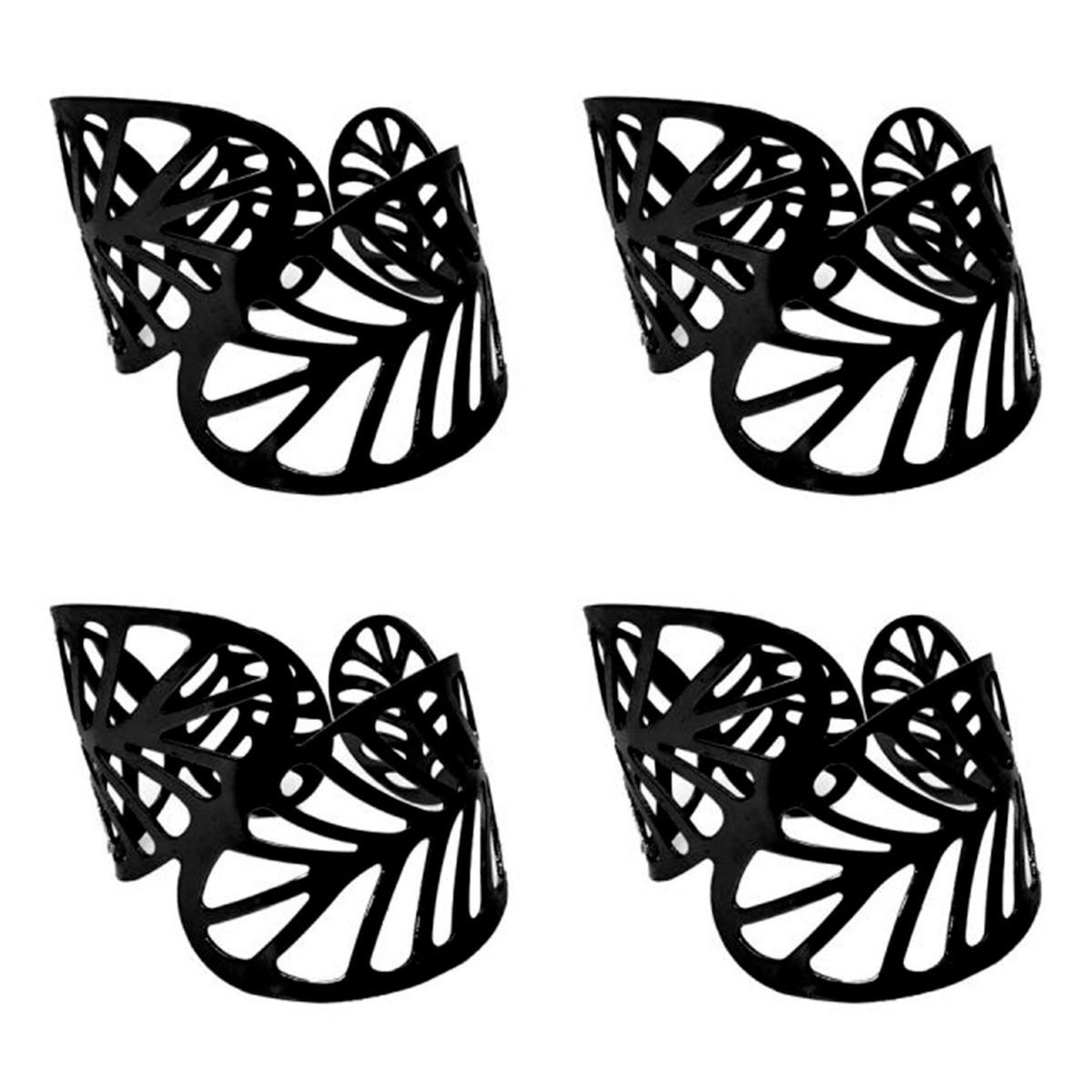 The Home Deco Factory Lot de 4 ronds de serviette  black forest  11cm noir