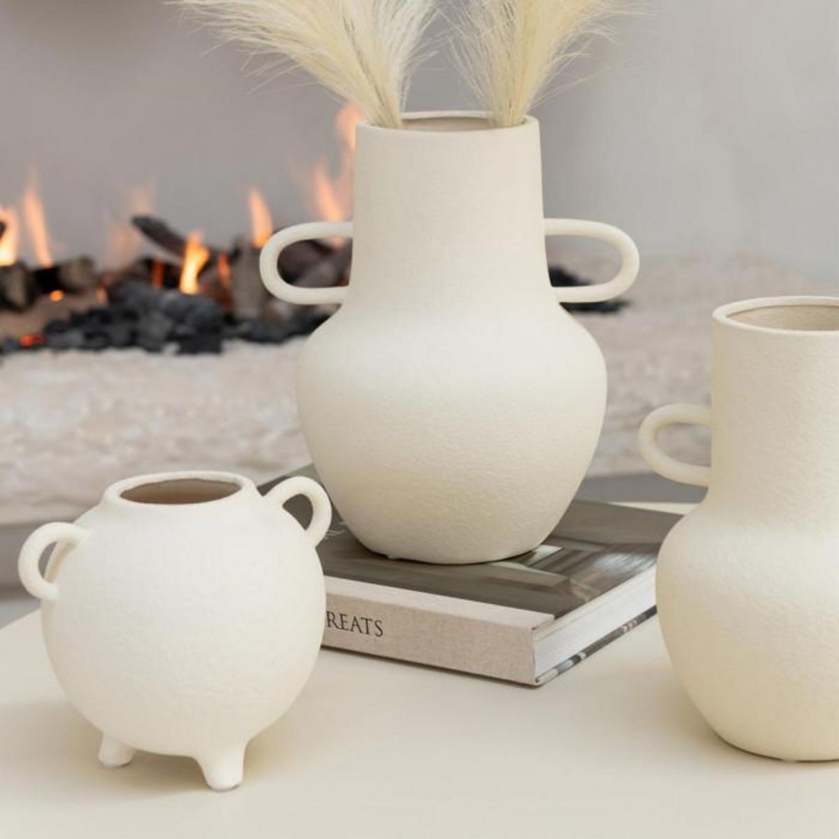 Paris Prix Vase Cruche 2 Anses  Dwight  24cm Beige