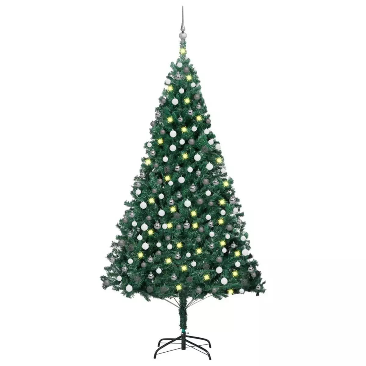 VIDAXL Arbre de Noël artificiel pre-eclaire et boules vert 210 cm PVC