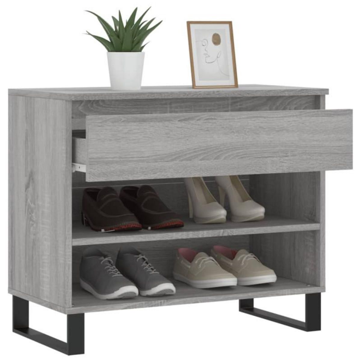 VIDAXL Armoire à chaussures Gris béton 70x36x60 cm Bois d ingénierie
