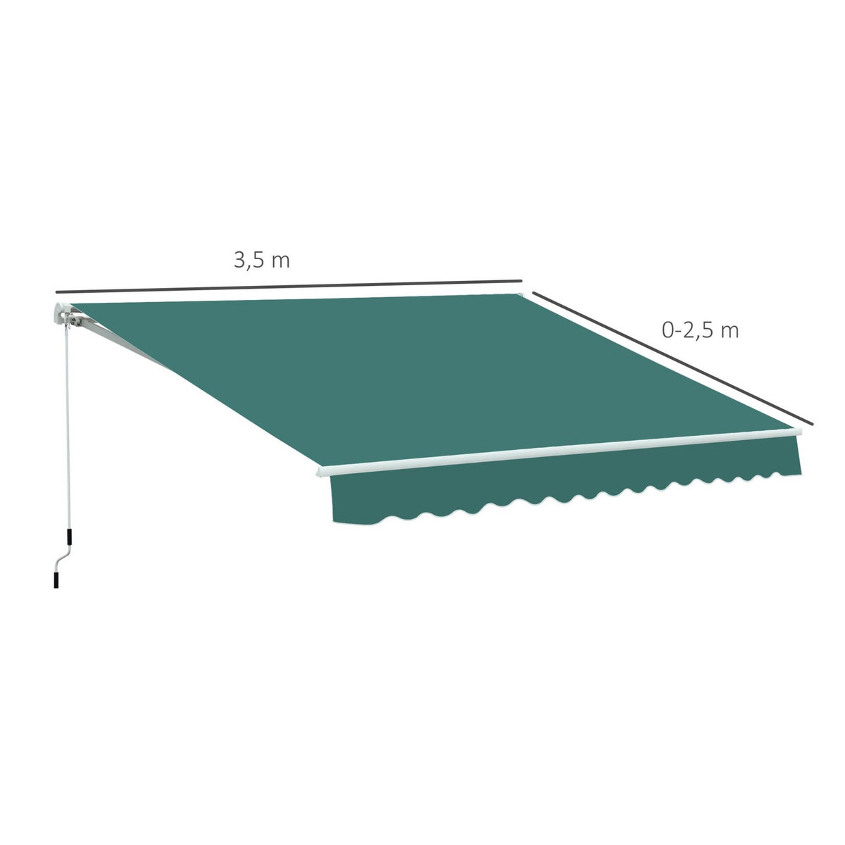 OUTSUNNY Store banne manuel rétractable alu. polyester imperméabilisé haute densité 3,5L x 2,5l m vert