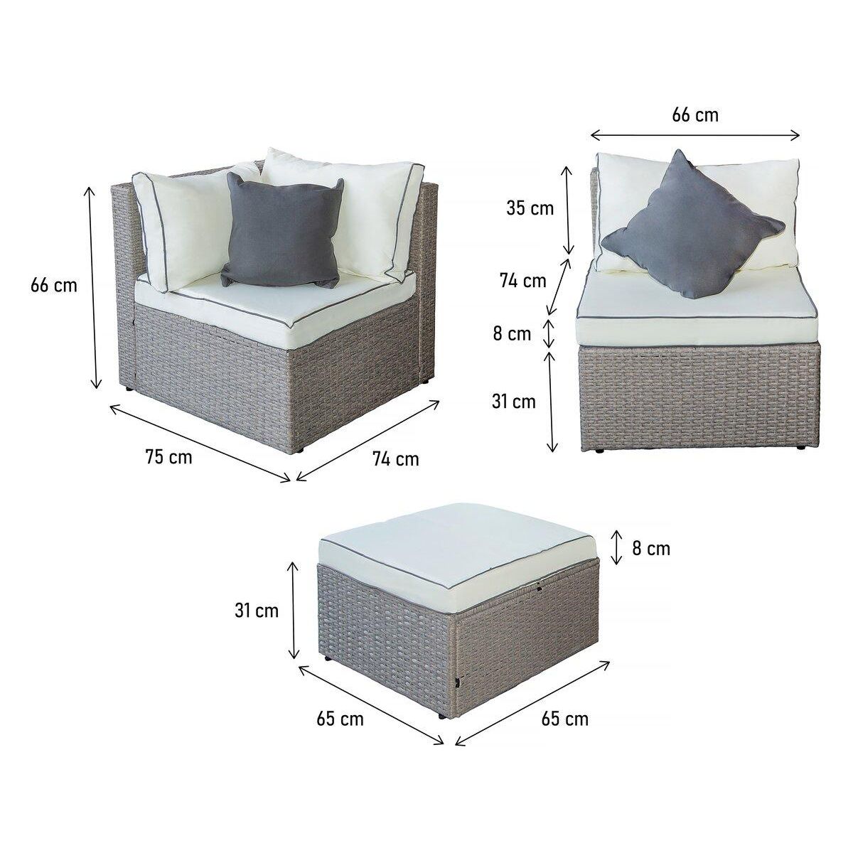 Habitat et Jardin Salon de jardin bas en résine tressée  Kuba  - 3 places - Gris