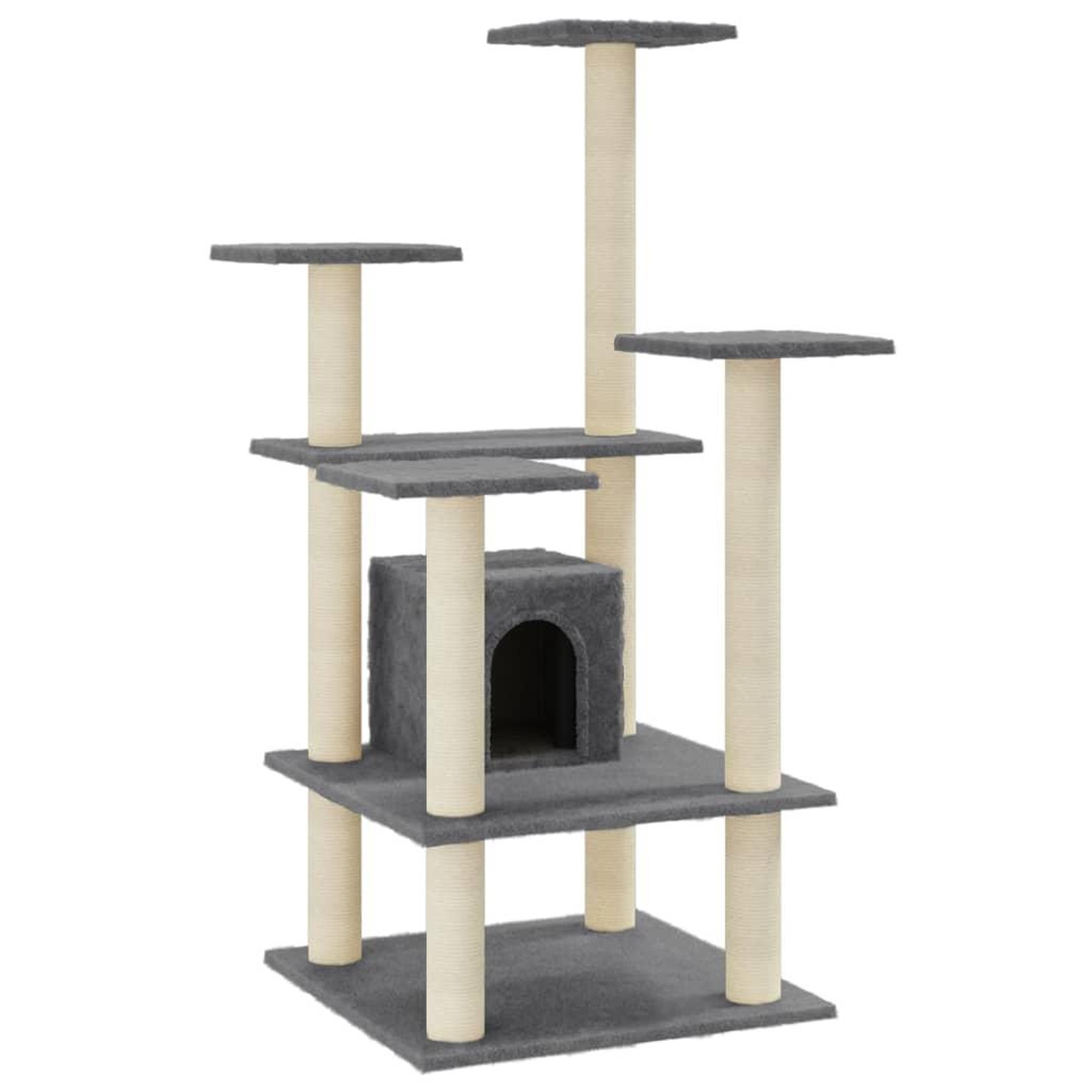 Voir la diapositive 2 : VIDAXL Arbre a chat avec griffoirs en sisal Gris fonce 110 cm