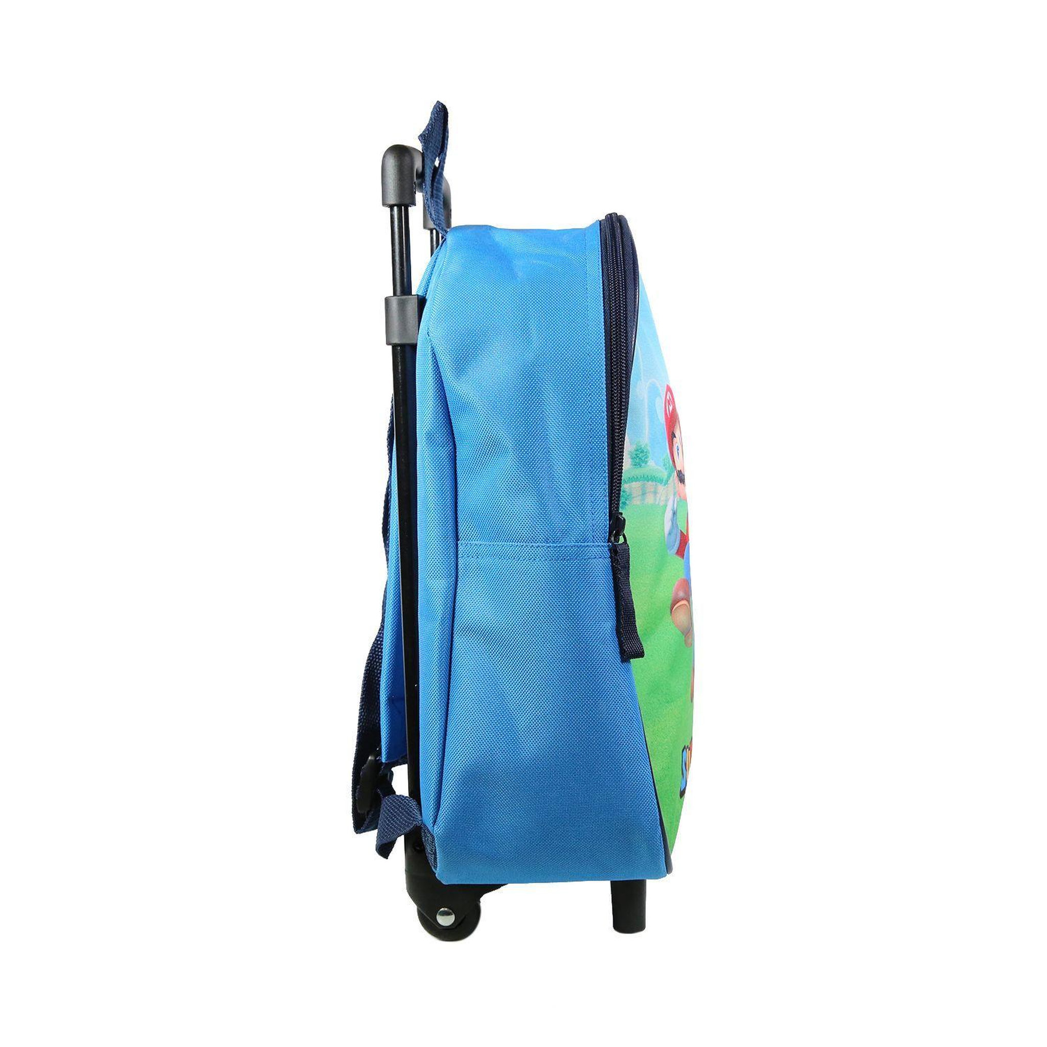Voir la diapositive 3 : Bagtrotter BAGTROTTER Sac à dos à roulettes 31 cm maternelle Super Mario Bleu