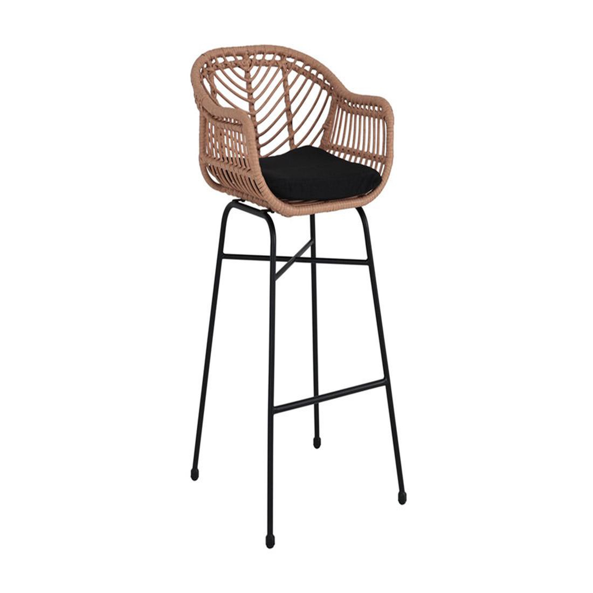 Voir la diapositive 2 : BEST MOBILIER Rosano - lot de 4 tabourets - effet rotin - couleur bois et noir