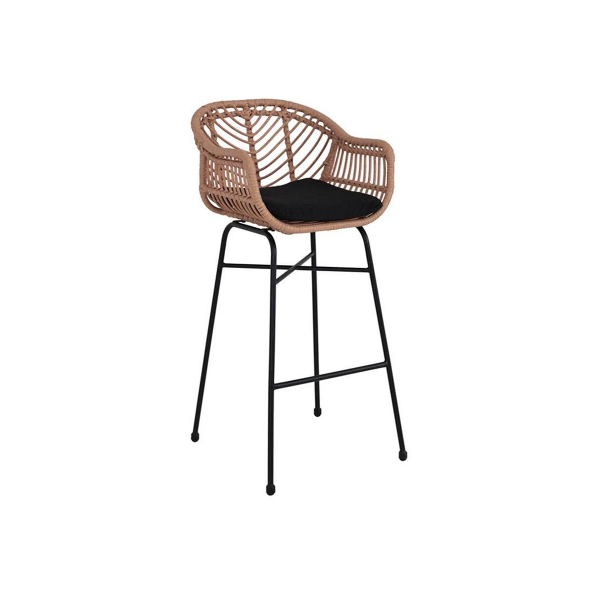 LISA DESIGN Rosano - lot de 4 tabourets - effet rotin - couleur bois et noir