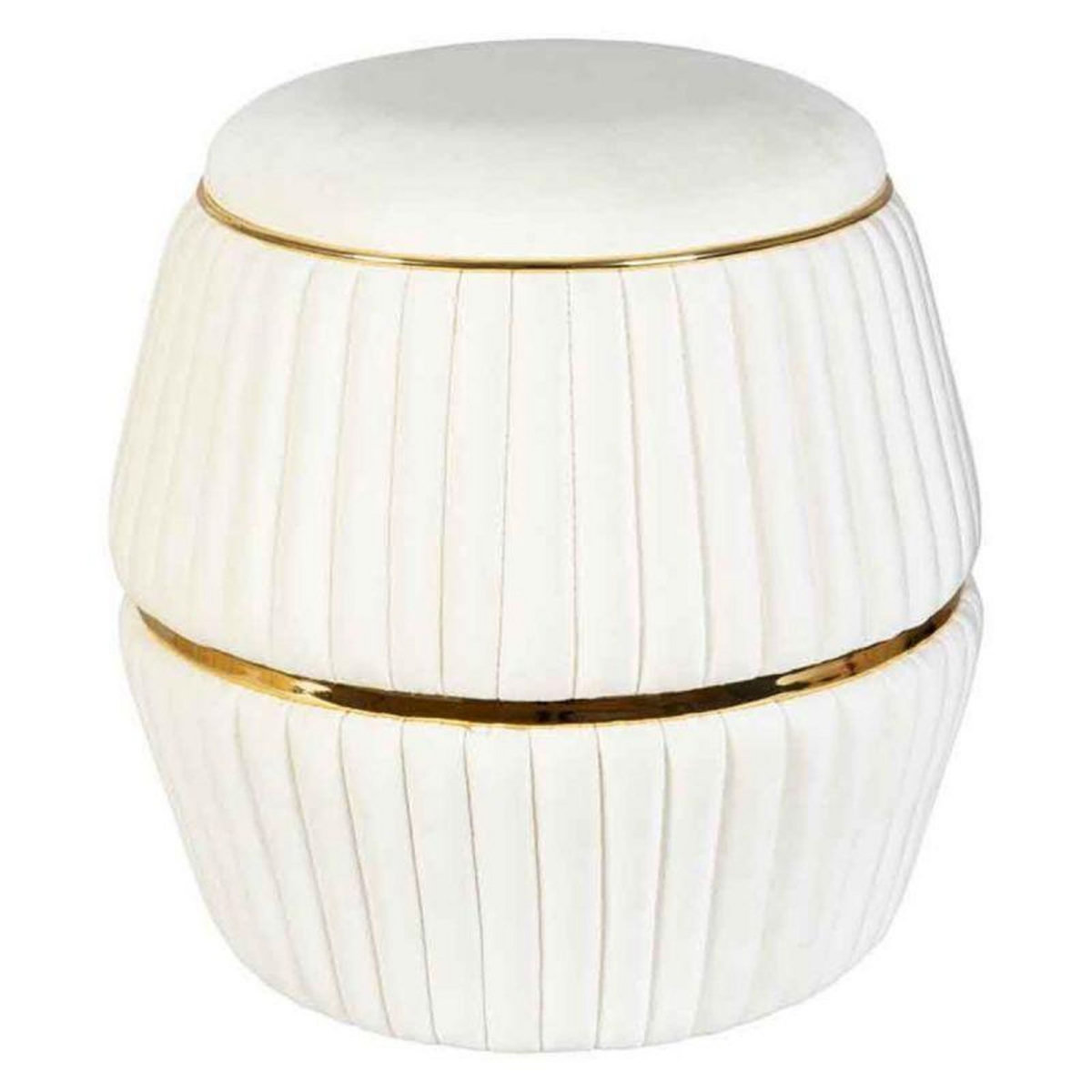 Paris Prix Pouf Rond Design  Doric  53cm Ivoire & Or