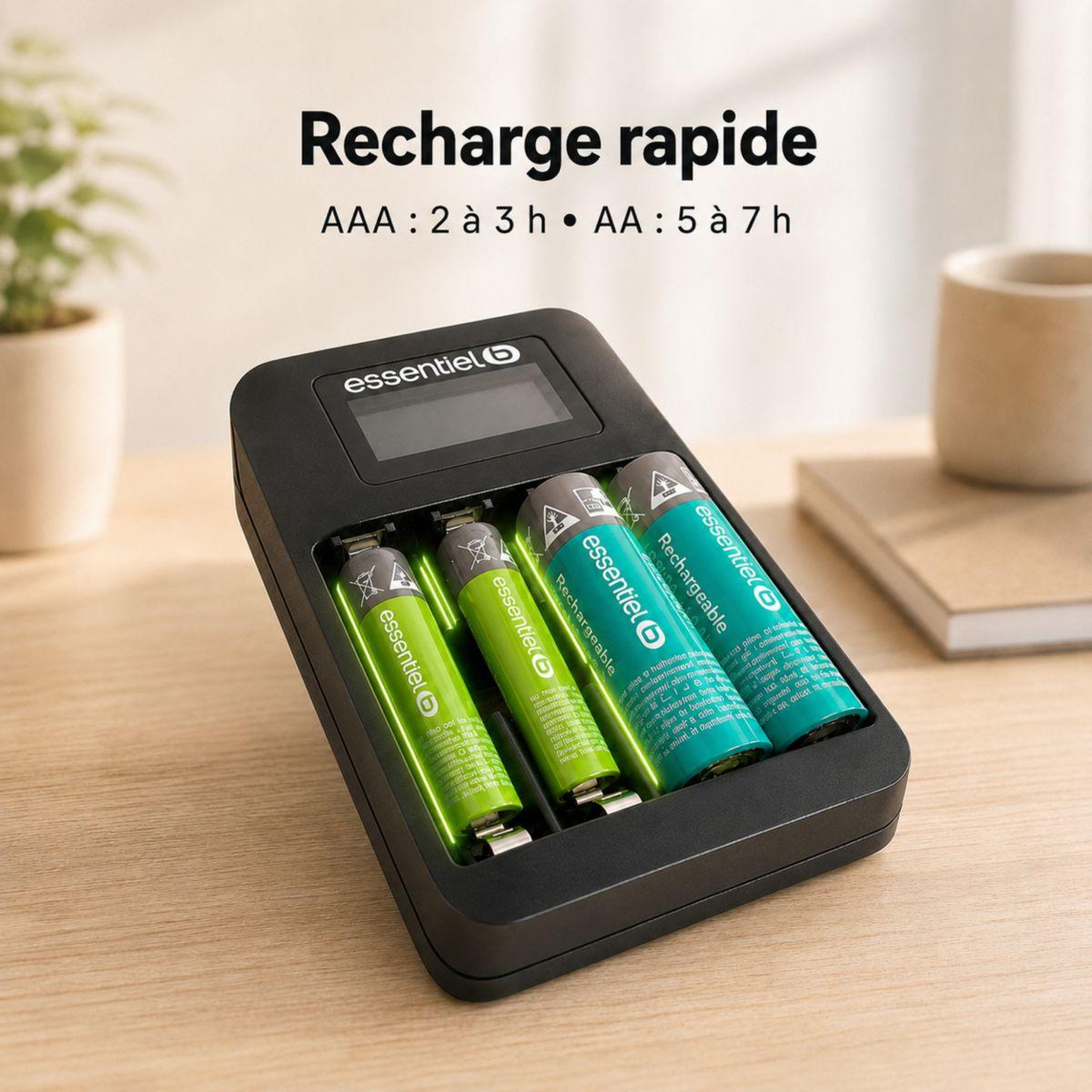 Voir la diapositive 4 : ESSENTIEL B Chargeur de piles +lr06 aa x2 2100nimh+lr03 aaa x2 700nimh