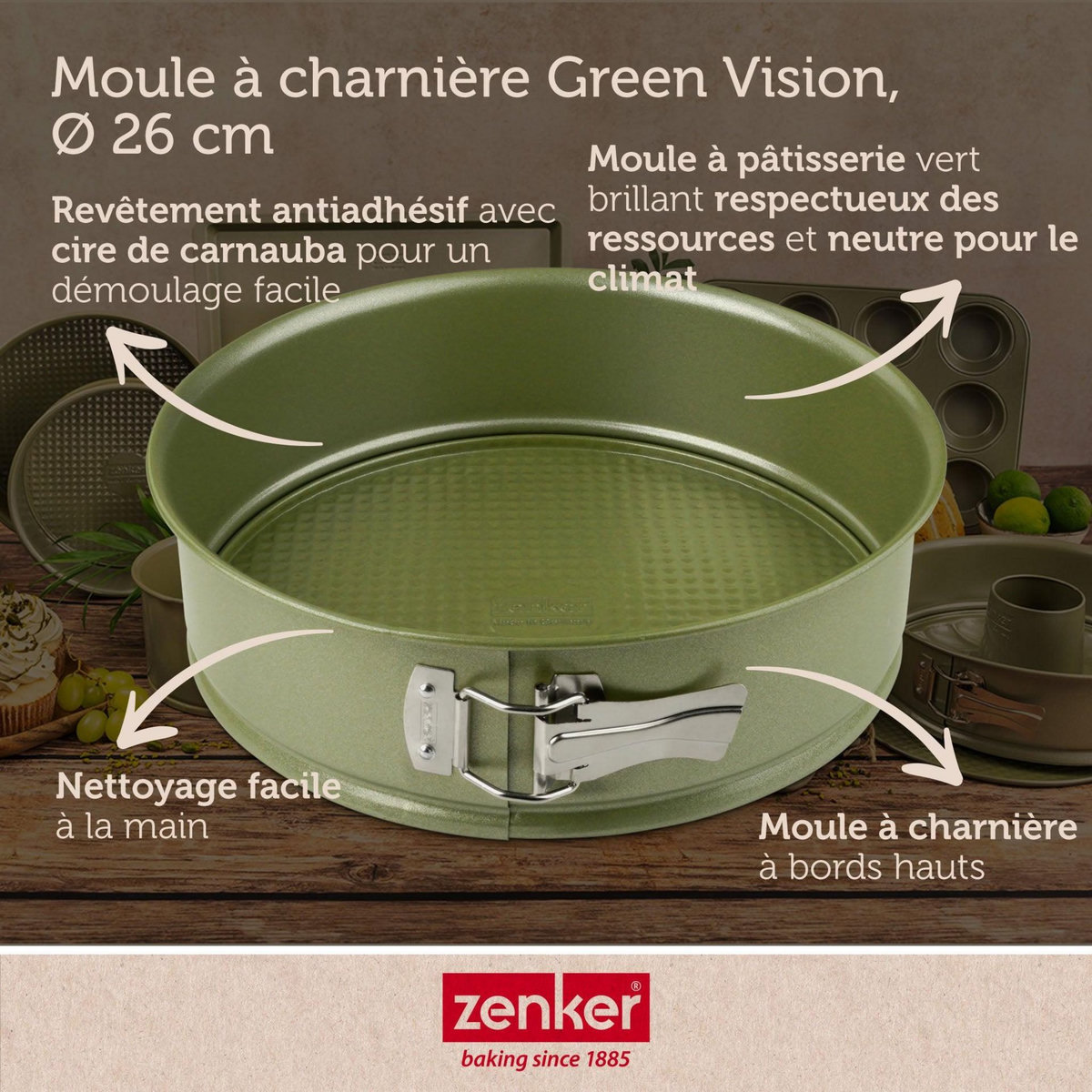 ZENKER Moule à manqué à charnière 26 cm Zenker Green Vision