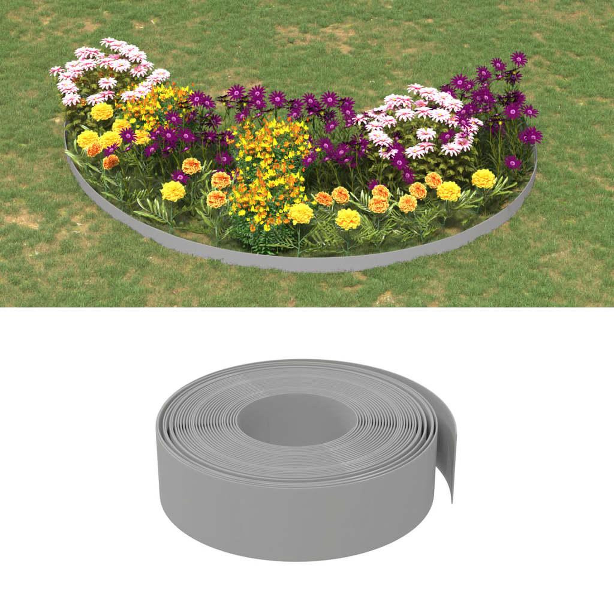 VIDAXL Bordures de jardin 2 pcs gris 10 m 15 cm polyethylene