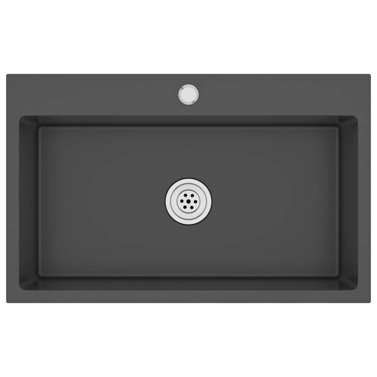 VIDAXL Evier de cuisine fait main Noir Acier inoxydable