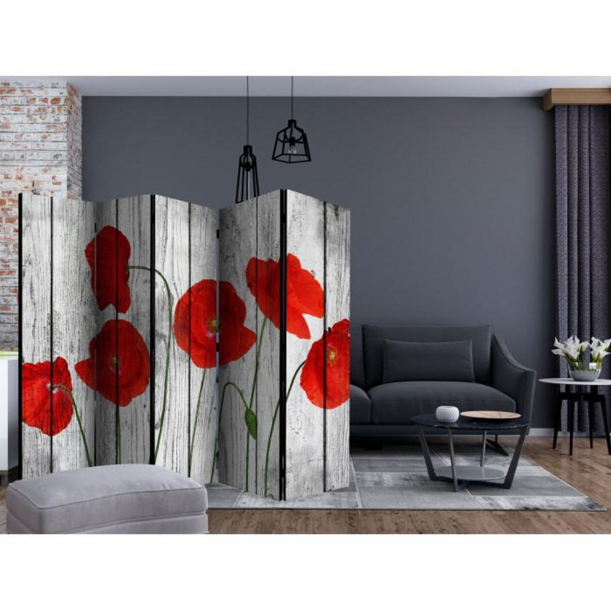 Paris Prix Paravent 5 Volets  Tale of Red Poppies  172x225cm