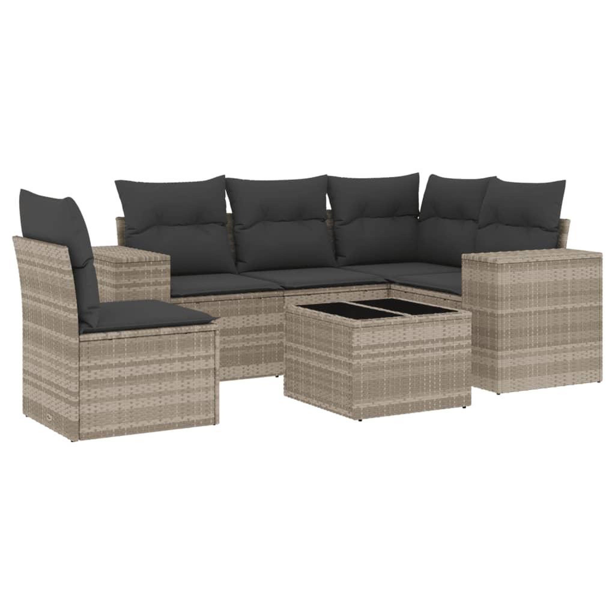 Voir la diapositive 2 : VIDAXL Salon de jardin 6 pcs avec coussins gris clair resine tressee