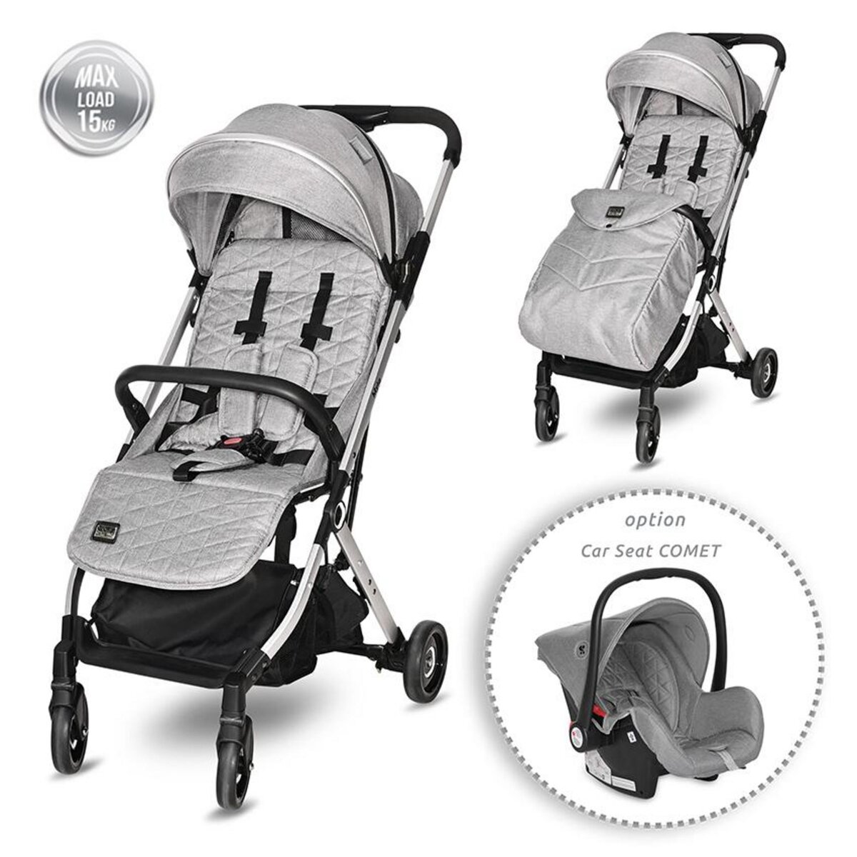 Lorelli Poussette combinée trio 3 en 1 - siège auto 0m – nacelle – Alba pas  cher 